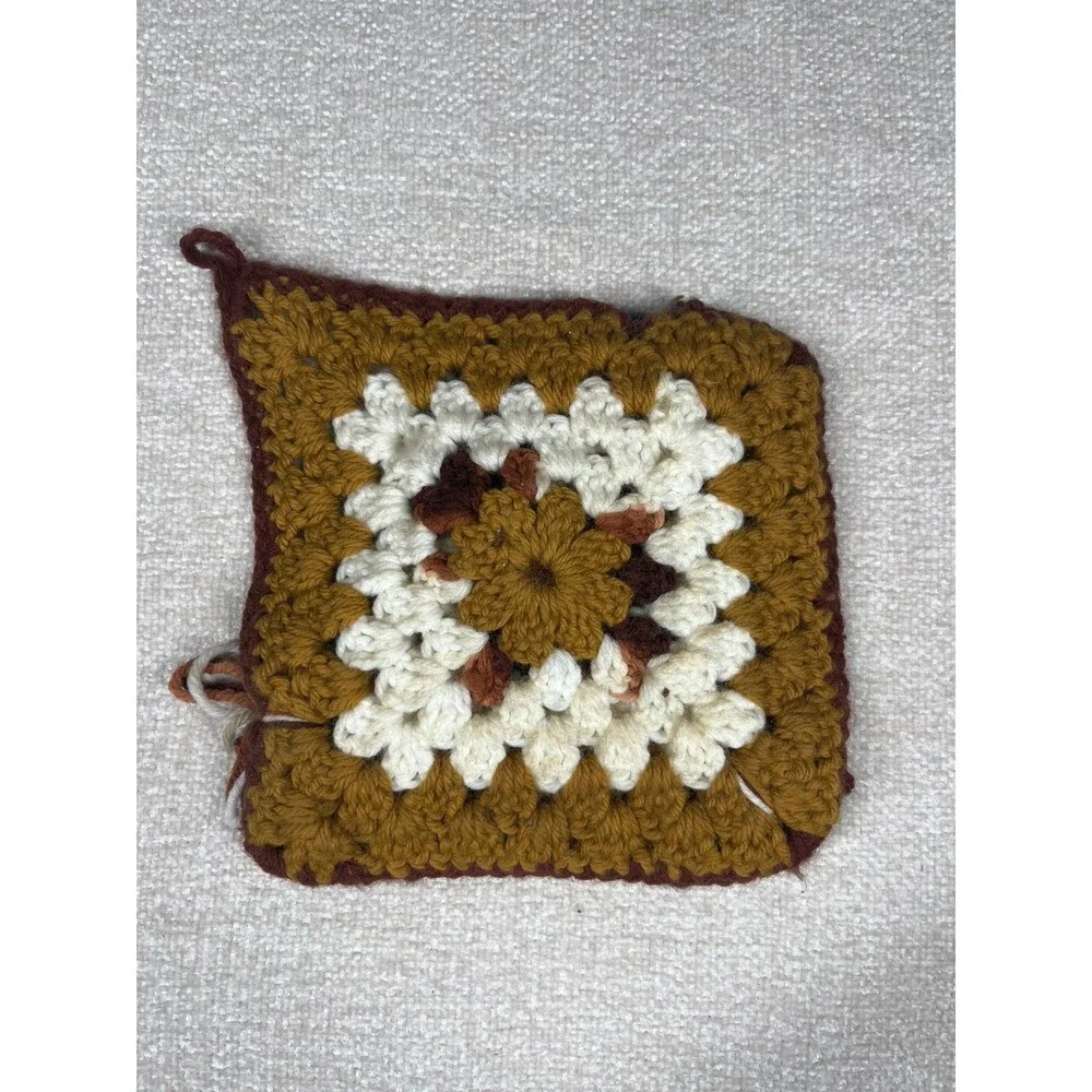 Vintage Pot Holders Handmade MCM 1970s Colors Thanksgiving Cottagecore